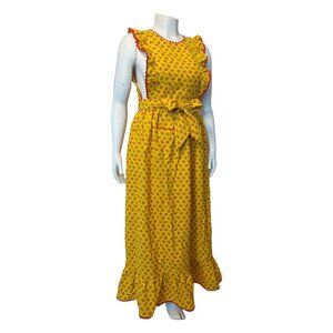 Yellow Floral Wrap Dress/Apron (sz 10-14)